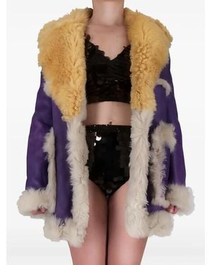 Prada Abrigo con cuello de pelo - Morado
