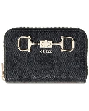 Guess Logo-Monogram Horsebit Wallet - Black