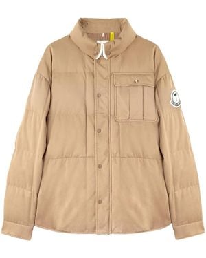 Palm Angels x Moncler X Moncler Logo-Appliqué Puffer Jacket - Natural