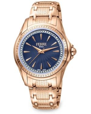 Ferré Crystal-Embellished 34Mm Watch - Blue