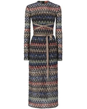 Missoni Zigzag-Knit Backless Dress - Blue