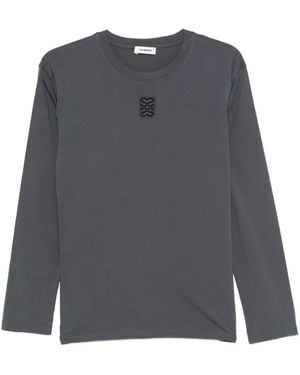 Sandro Embroidered Long-Sleeve T-Shirt - Grey