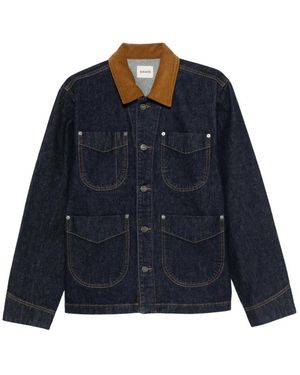 KHAITE Wyatt Corduroy-Collar Denim Jacket - Blue