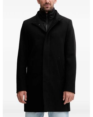 Lindberg Funnel-Neck Button Coat - Black