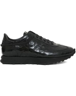Rhude Lace-Up Croc-Embossed Trainers - Black