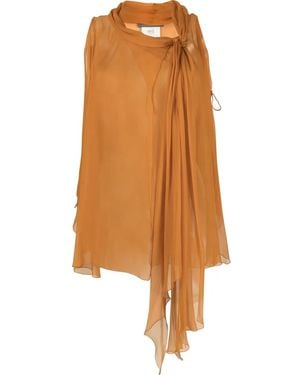 Alberta Ferretti Semi-Sheer Sleeveless Blouse - Orange