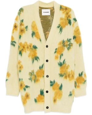 Jil Sander Floral V-Neck Cardigan - Yellow