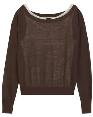 BOSS Fine-Knit Layered-Effect Jumper - Brown