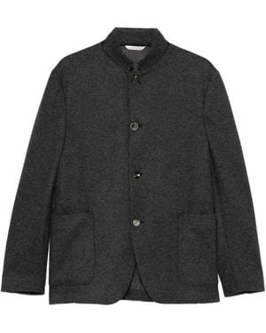 Agnona Blazer Boutonné À Col Mao - Black