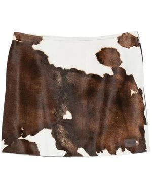 Moschino Cow-Print Mini Skirt - Brown