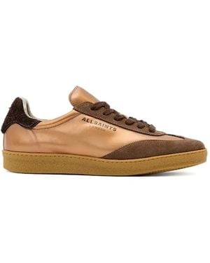 AllSaints Suede Panelled Trainers - Brown