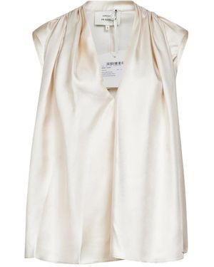 Loulou de Saison Sade Draped Silk Top - White