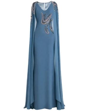 Gemy Maalouf Beaded Scoop-Neck Maxi Dress - Blue