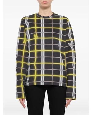 KENZO Check-Print Long-Sleeve T-Shirt - Black