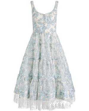 Alice + Olivia Charlotte Embroidered Lace Dress - Blue