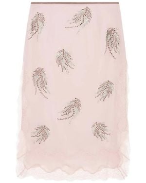 16Arlington Falda Midi Liri Con Detalles De Cristal - Rosa