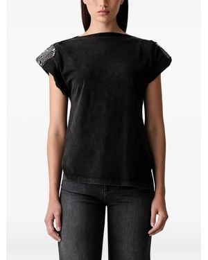Liu Jo Embroidered Jersey Top - Black