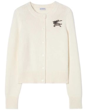 Burberry Cardigan Knight En Cachemire Et Laine - Blanc