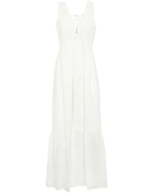 Ermanno Scervino Eyelet-embroidered tiered maxi dress - Weiß