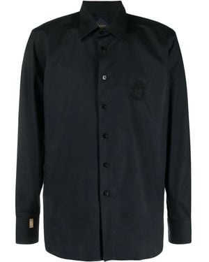 Billionaire Logo-Embroidered Long-Sleeve Shirt - Black