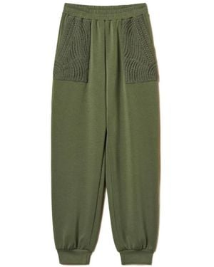 Twinset Crochet-Detail Track Pants - Green