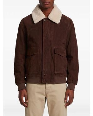 Arma Bari Gritty Shearling-Collar Suede Bomber Jacket - Brown