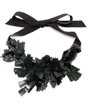 Biyan Bow Fringe-Detailing Necklace - Black