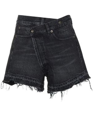 R13 Asymmetric Denim Shorts - Blue