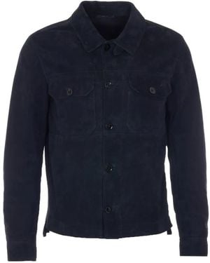 Tom Ford Suede Button-Up Jacket - Blue