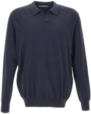 People Of Shibuya Kirin Open-Collar Knit - Blue