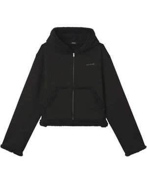 we11done Fleece-Trim Zip-Up Hoodie - Black