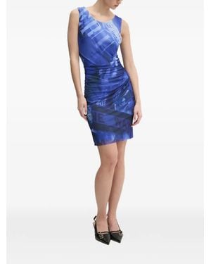 Desigual Ruched Graphic-Print Mini Dress - Blue