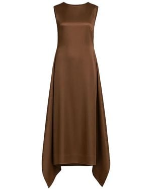 Alberta Ferretti Asymmetrical Sleeveless Dress - Brown
