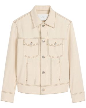 Ami Paris Cotton Denim Jacket - Natural