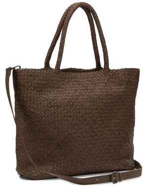 Officine Creative Woven Handle Tote Bag - Brown