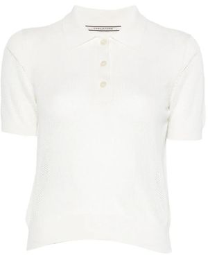 Tagliatore Poloshirt Aus Mesh-Strick - Weiß