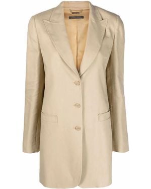 Alberta Ferretti Single-Breasted Long-Line Blazer - Natural