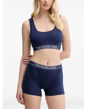 Polo Ralph Lauren Logo-Waistband Ribbed Bra - Blue