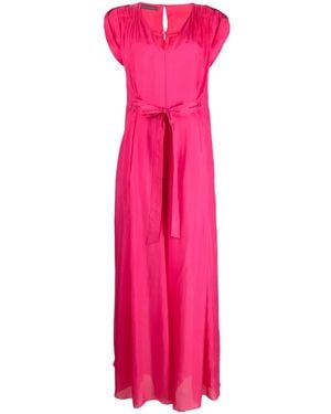 Alberta Ferretti Tied-Waist Draped Silk Jumpsuit - Pink