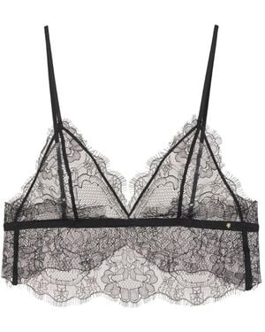 Anine Bing Lace Scallop-Hem Bralette - Grey