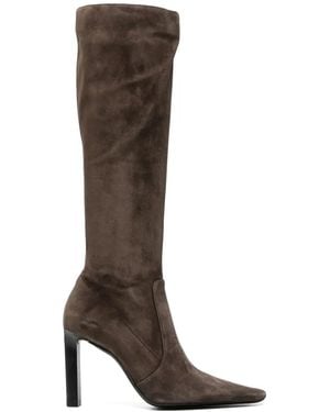 Saint Laurent Francoise Pointed-Toe Knee-High Boots - Brown