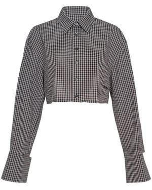we11done Check Cropped Shirt - Grey