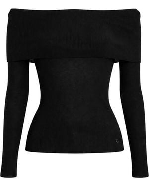 Guess Off-Shoulder Ribbed Top - Black