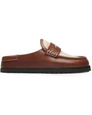 Birkenstock Naples Calf Leather-Trimmed Canvas Sandals - Brown