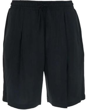 Low Brand Drawstring-Detail Pleated Shorts - Black
