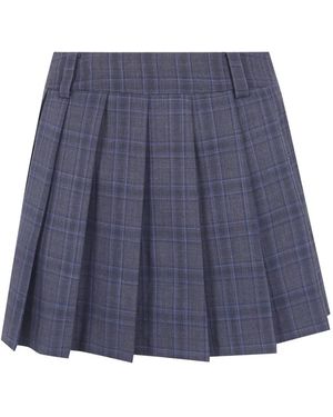 DUNST Check Pleated Mini Skirt - Blue