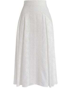 Alberta Ferretti Eyelet Midi Skirt - White