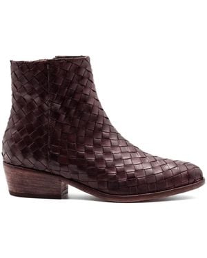 CURIOSITÉ Woven Leather Ankle Boots - Purple