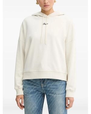 BOSS Sudadera con capucha y logo bordado - Blanco