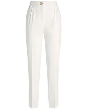 Genny Buttoned Pleated Trousers - White